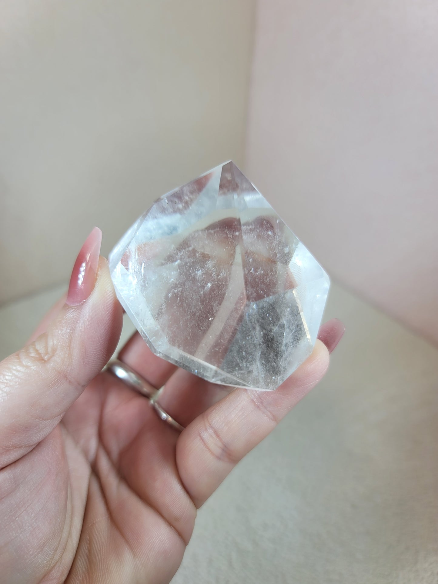 (C) High Quality Polished Lemurian Faceted Freeform Free Form Clear Quartz from Brazil