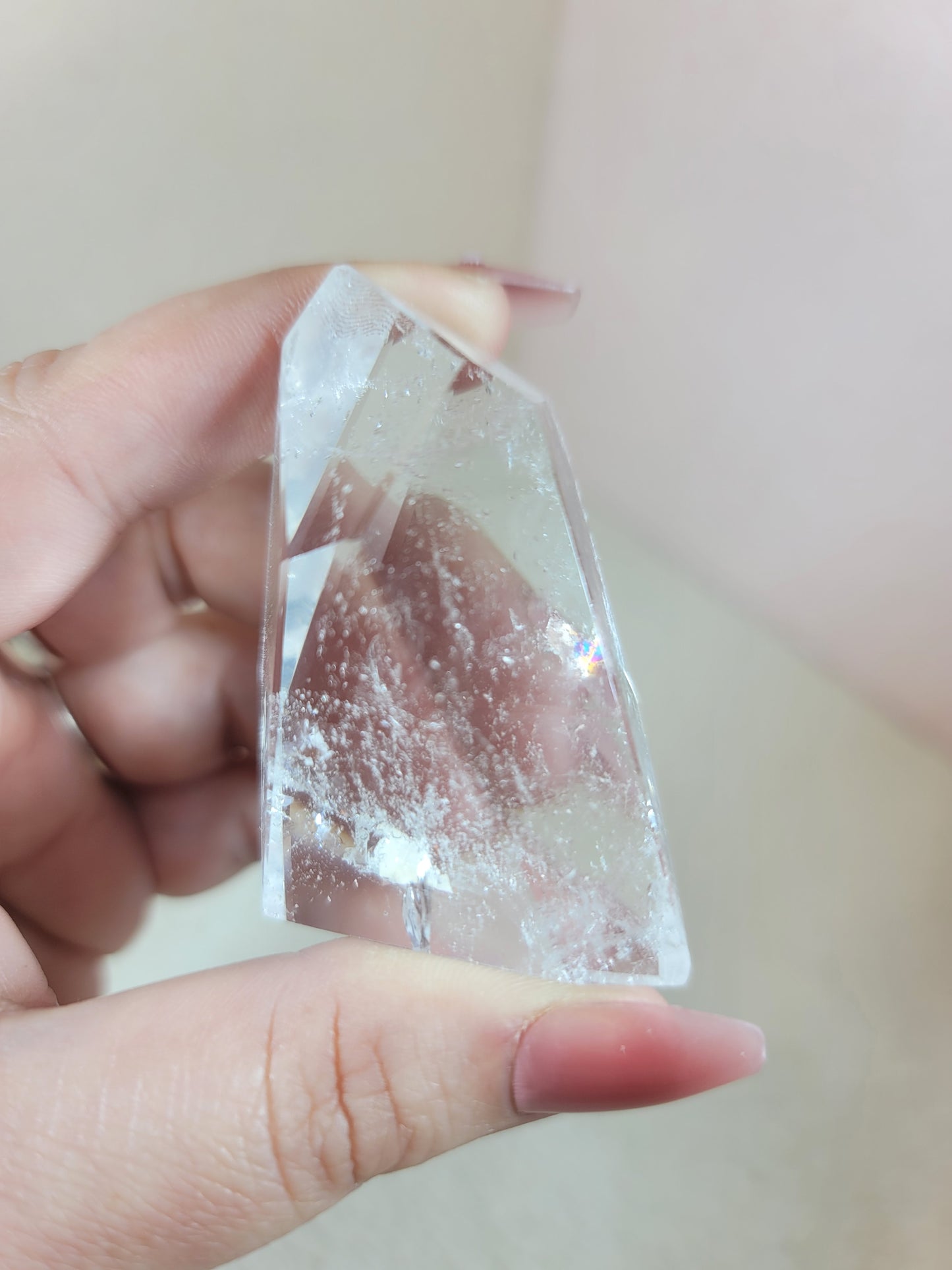 (D) High Quality Polished Lemurian Faceted Freeform Free Form Clear Quartz from Brazil