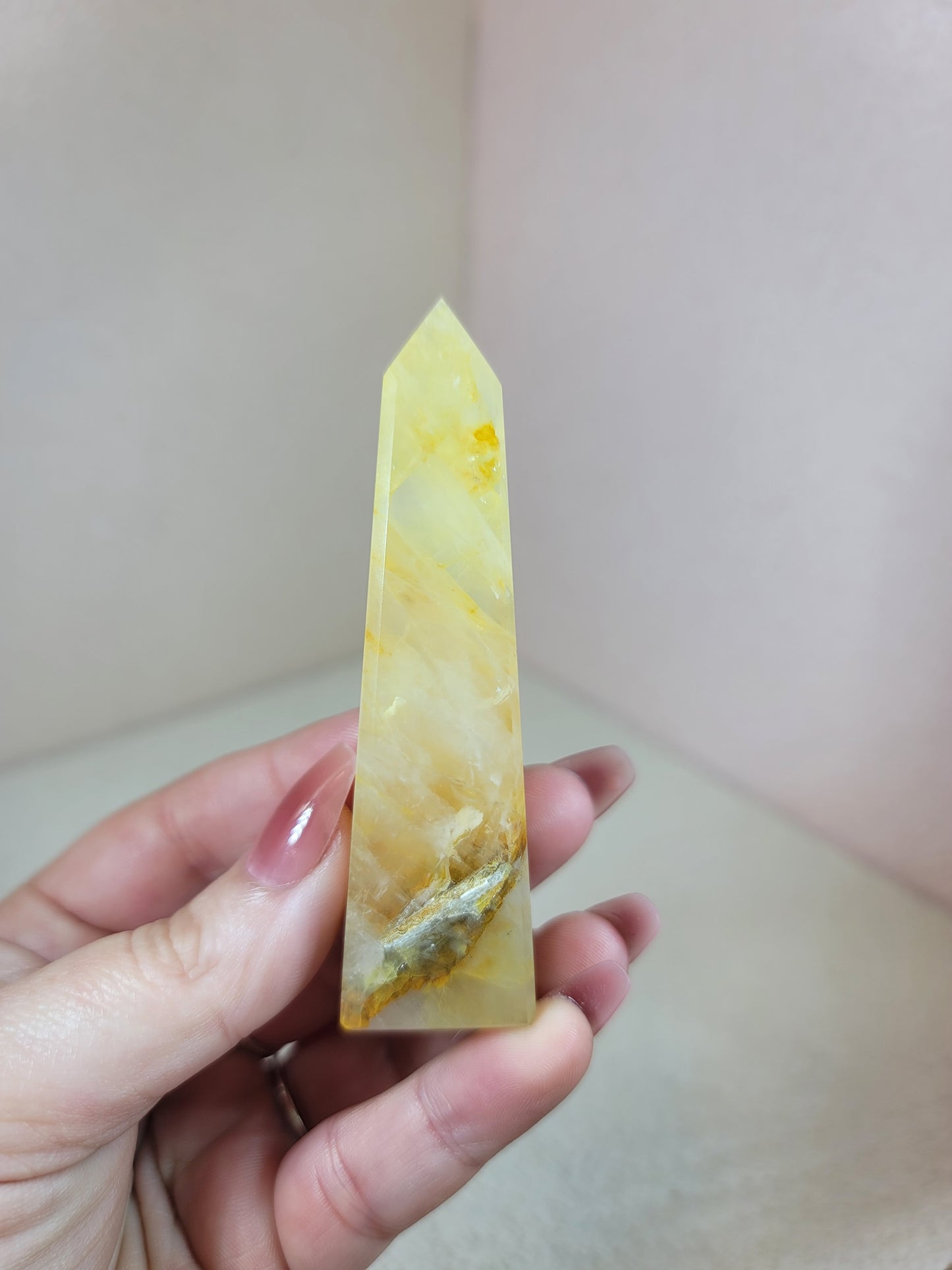 (F) High Quality Girasol Golden Healer Iron Included Obelisks from Brazil