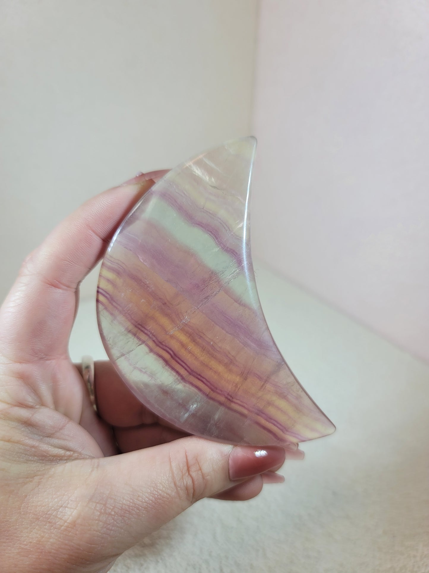(F) Large Candy Fluorite Crescent Moon