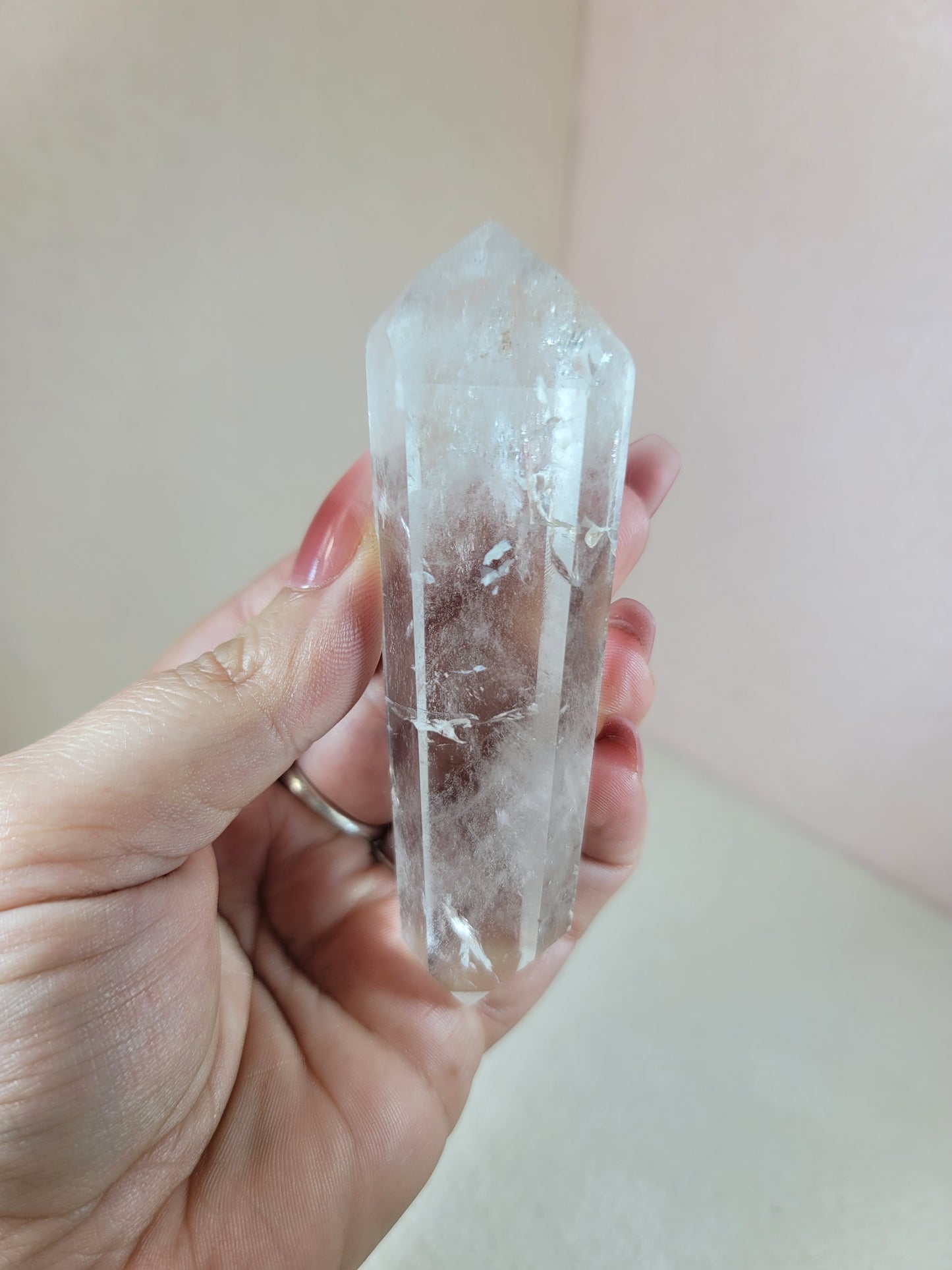 (A) High Quality Polished Clear Quartz Double Termination DT from Brazil