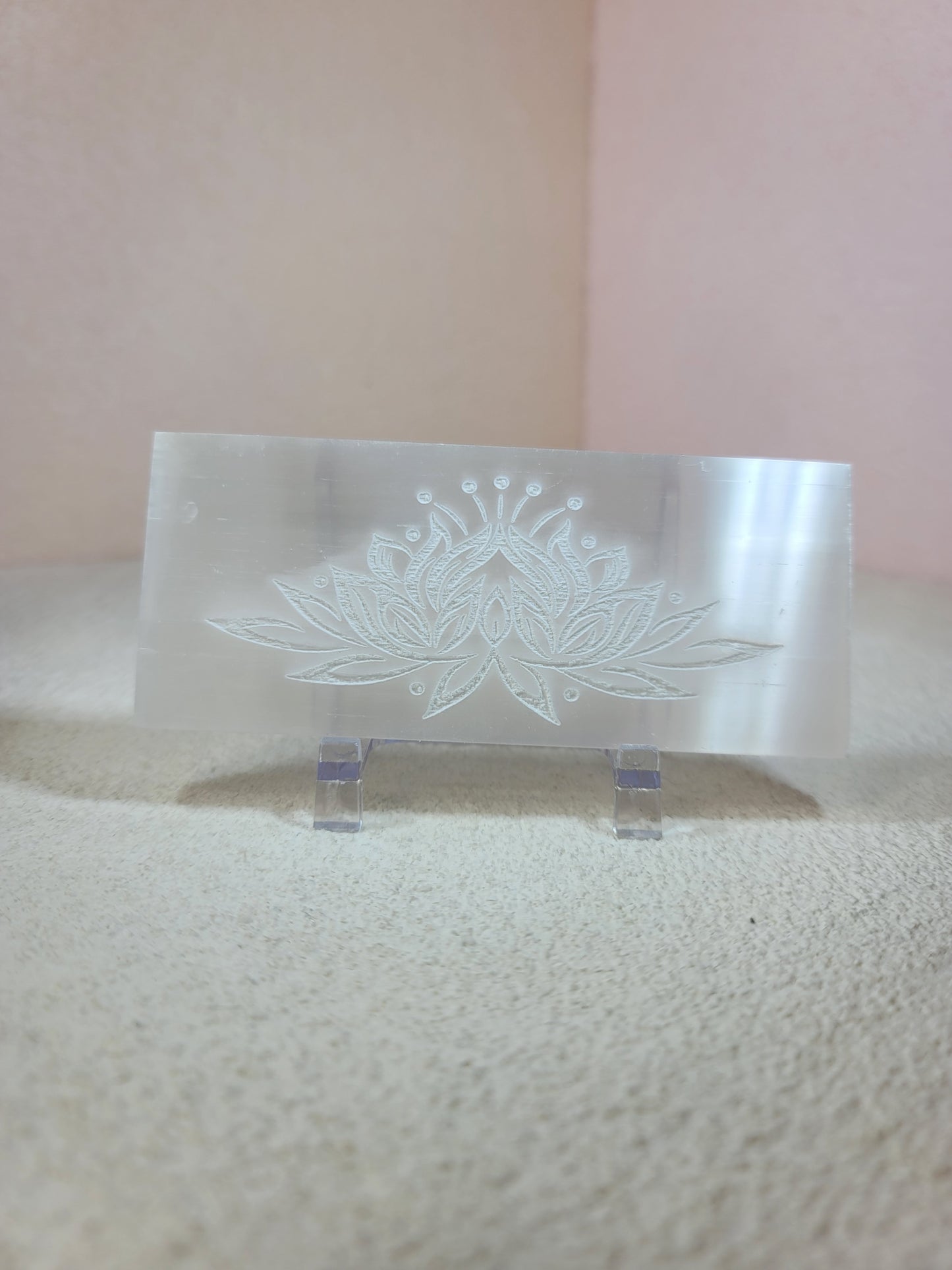 Selenite Lotus Engraved Charging Plate