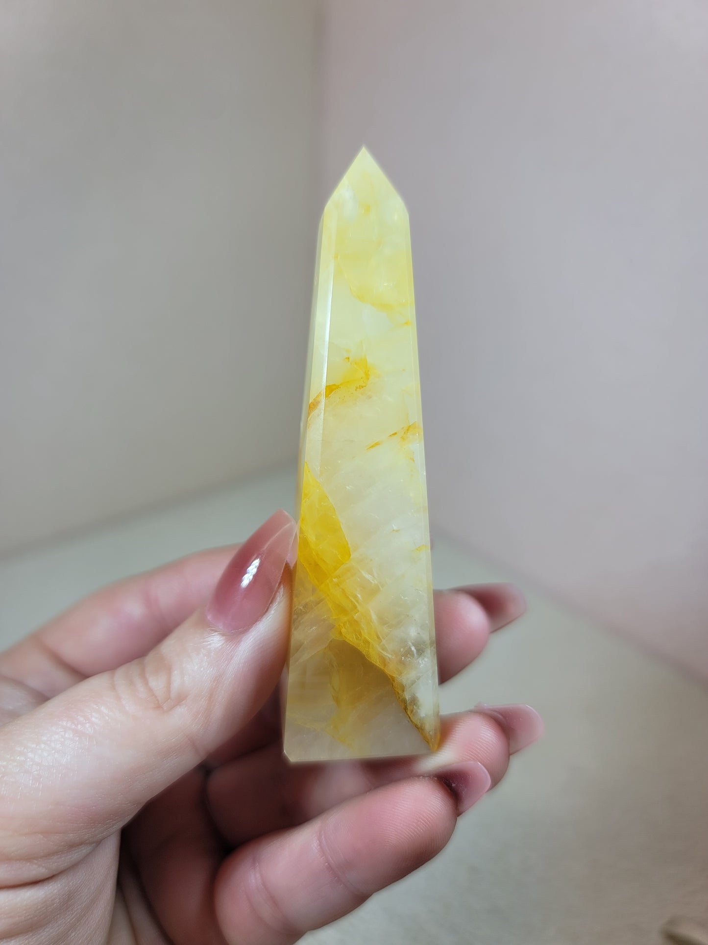 (F) High Quality Girasol Golden Healer Iron Included Obelisks from Brazil