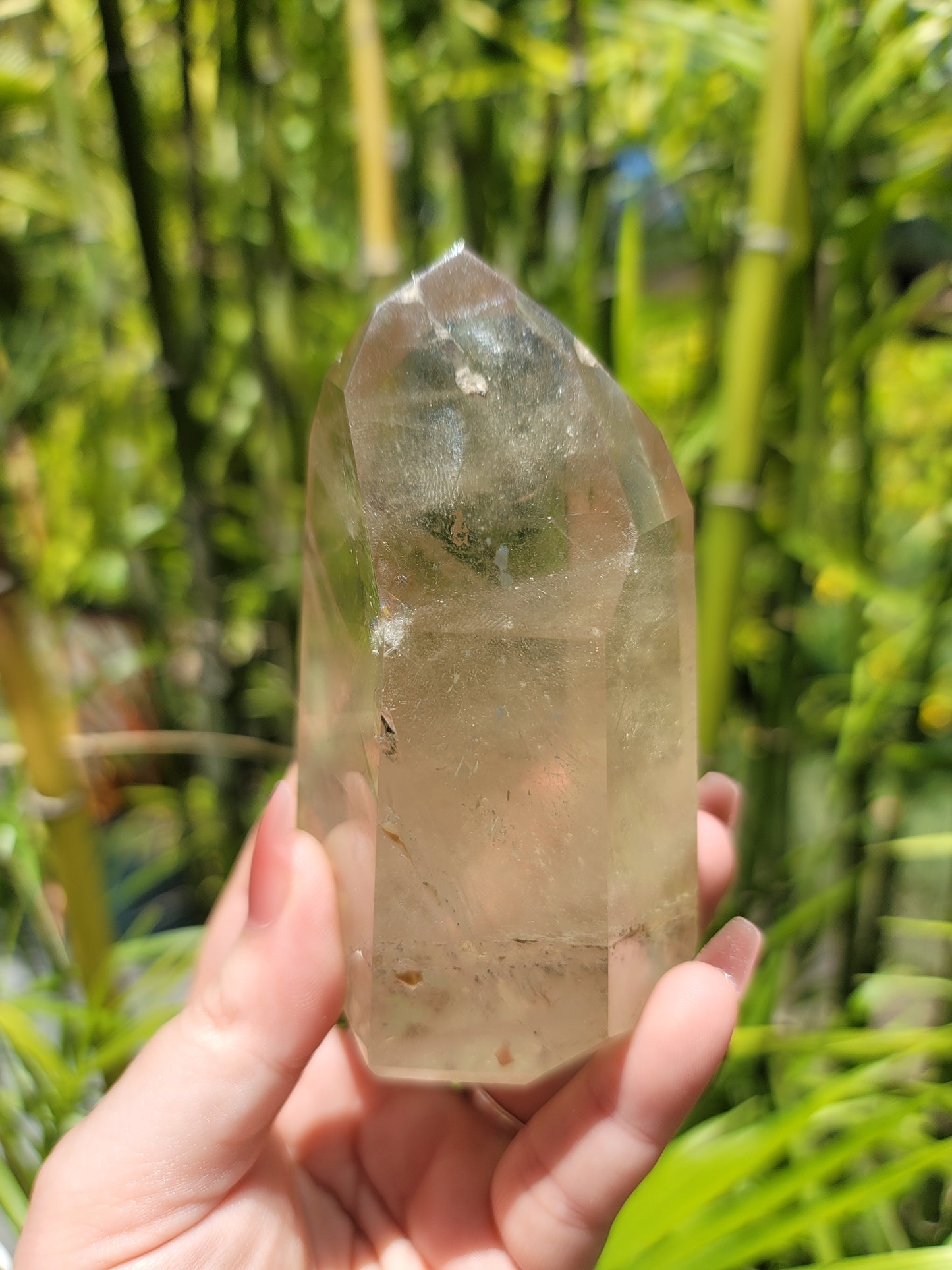 (A) High Quality Natural Citrine Lodolite Garden Quartz Tower from Brazil