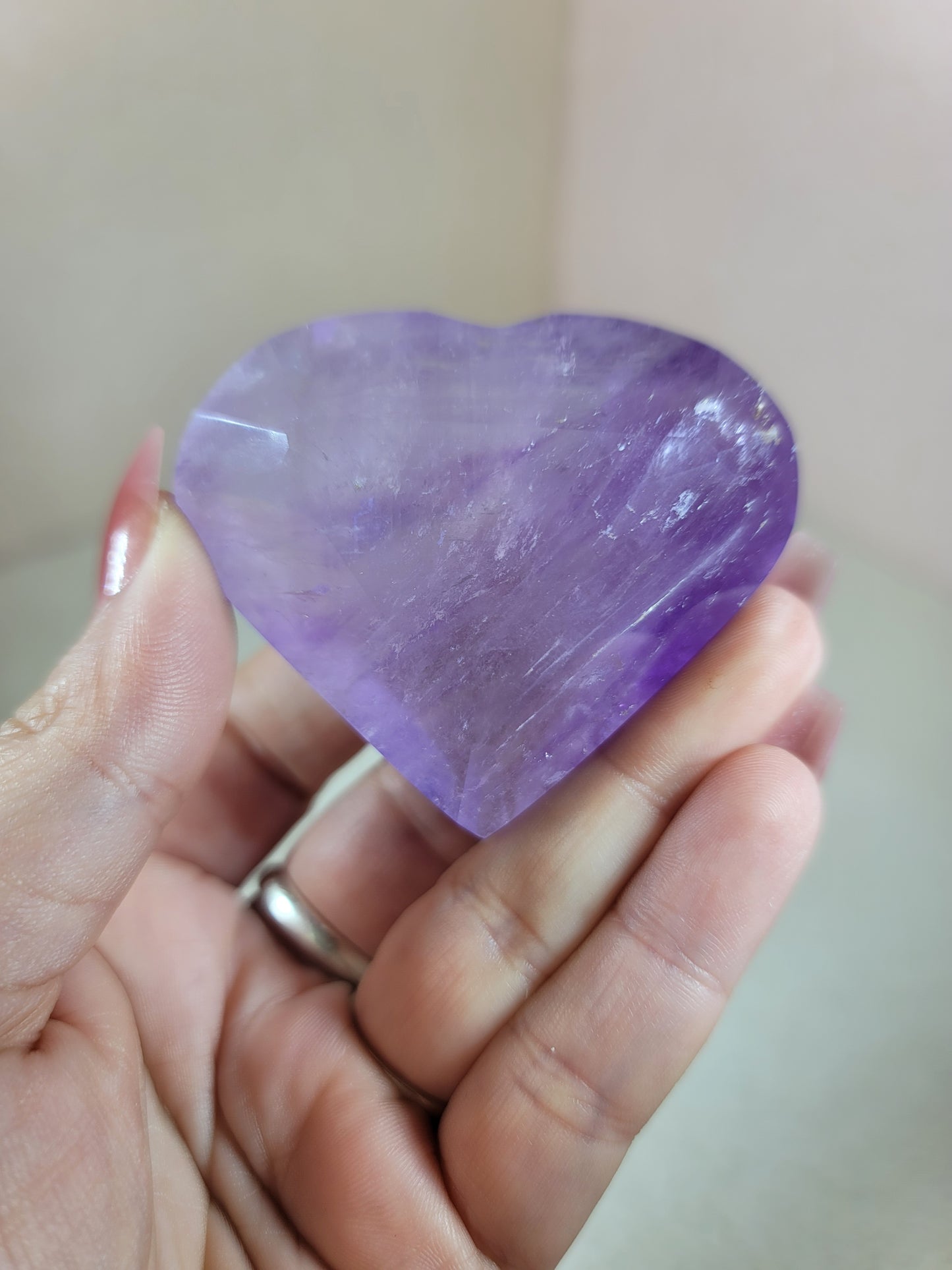 (C) High Quality Faceted Amethyst Heart from Brazil