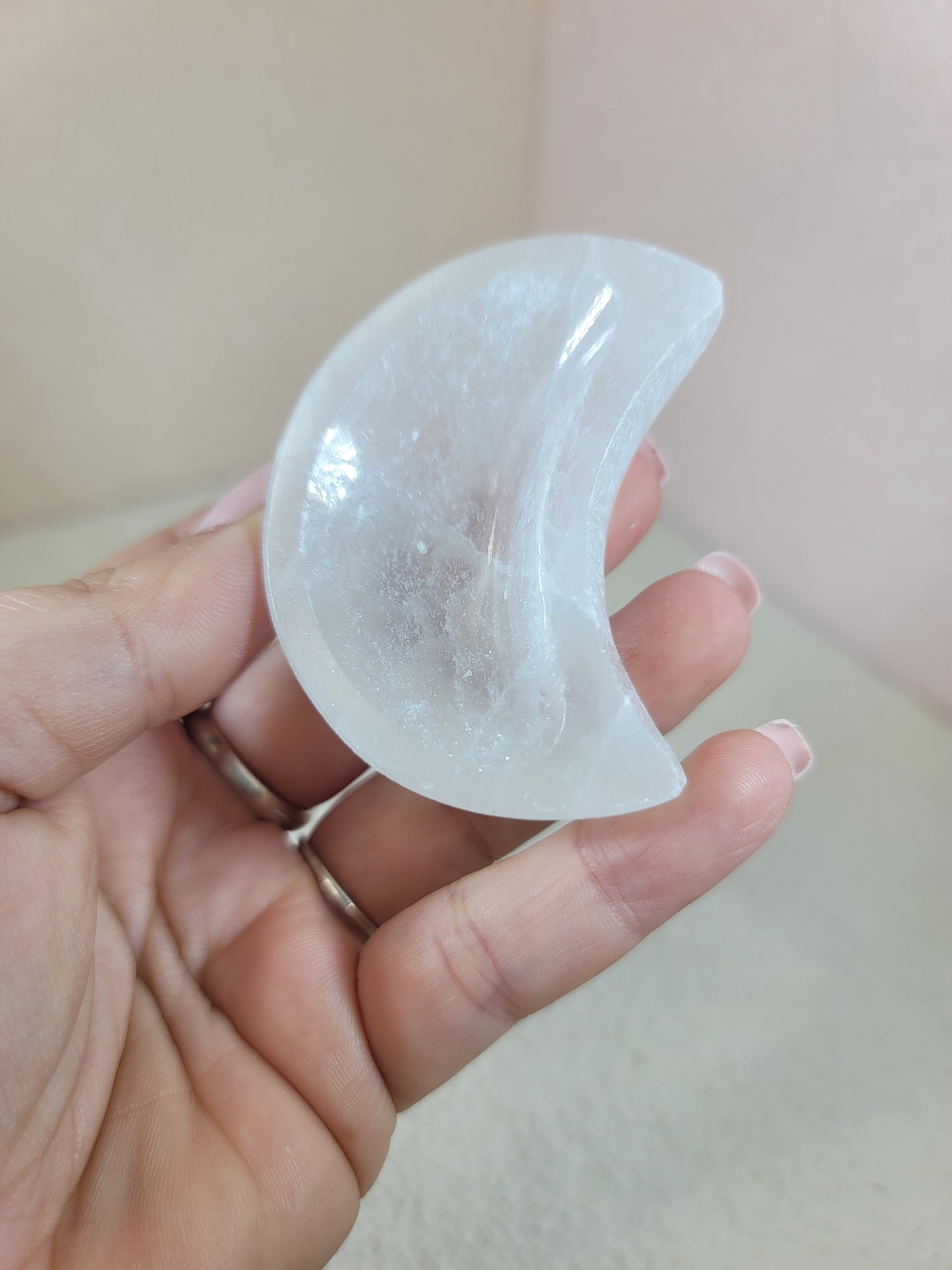 Selenite Moon Shaped Charging Bowl
