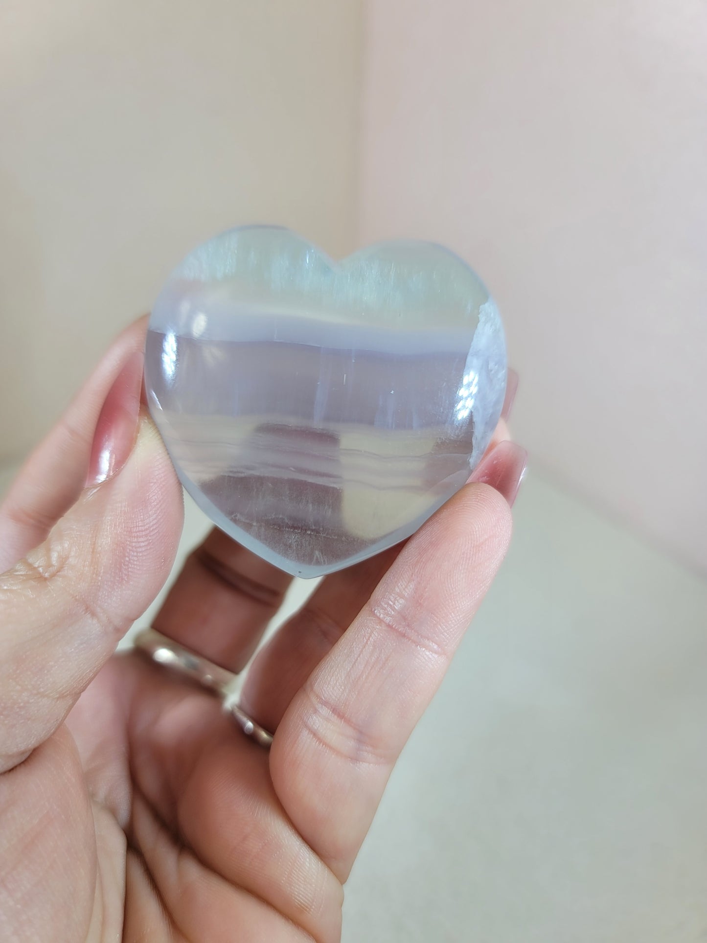 (A) High Quality Lavender Yytrium Fluorite Puffy Heart