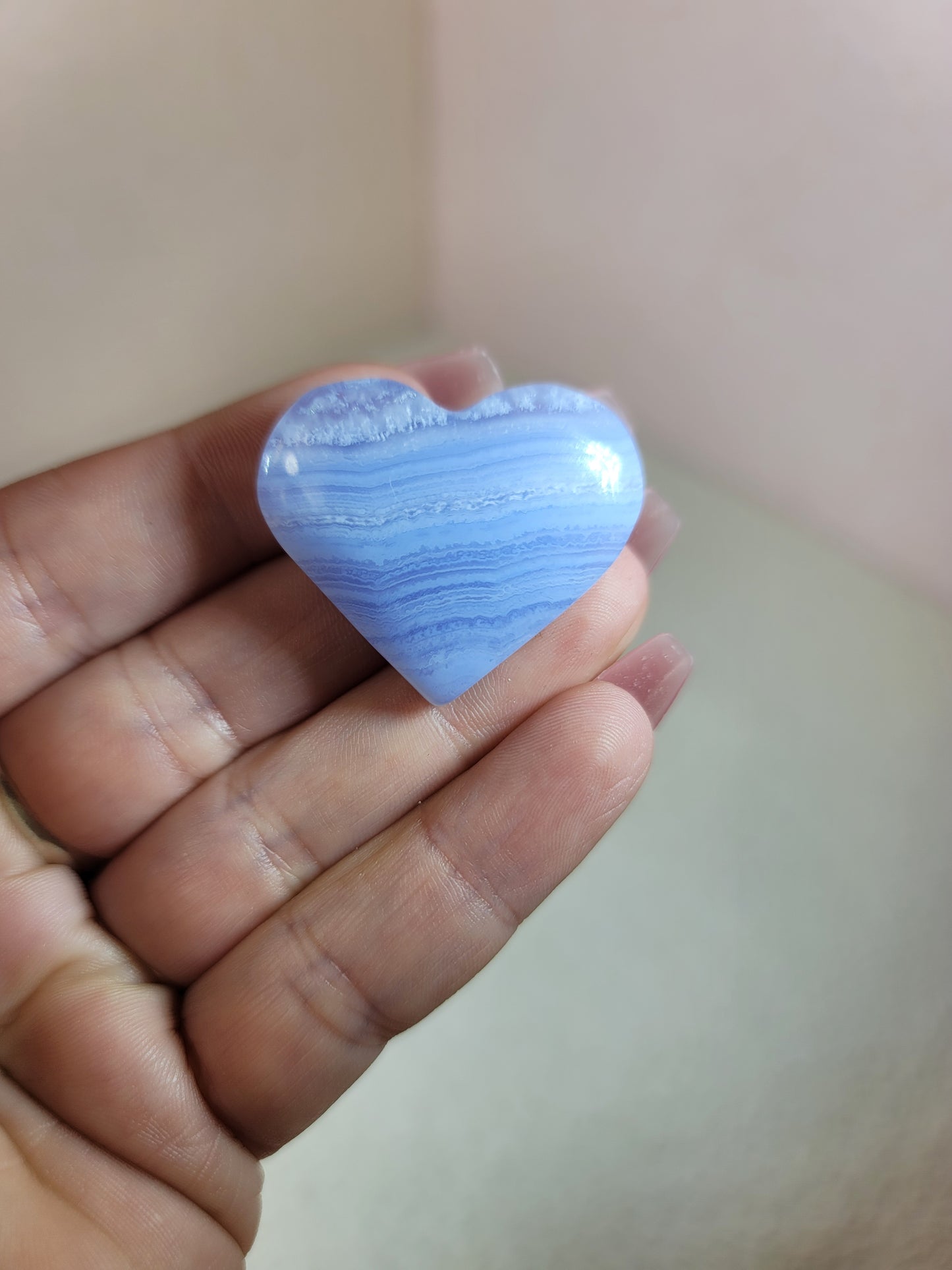 (A) High Quality Blue Lace Agate Pocket Heart