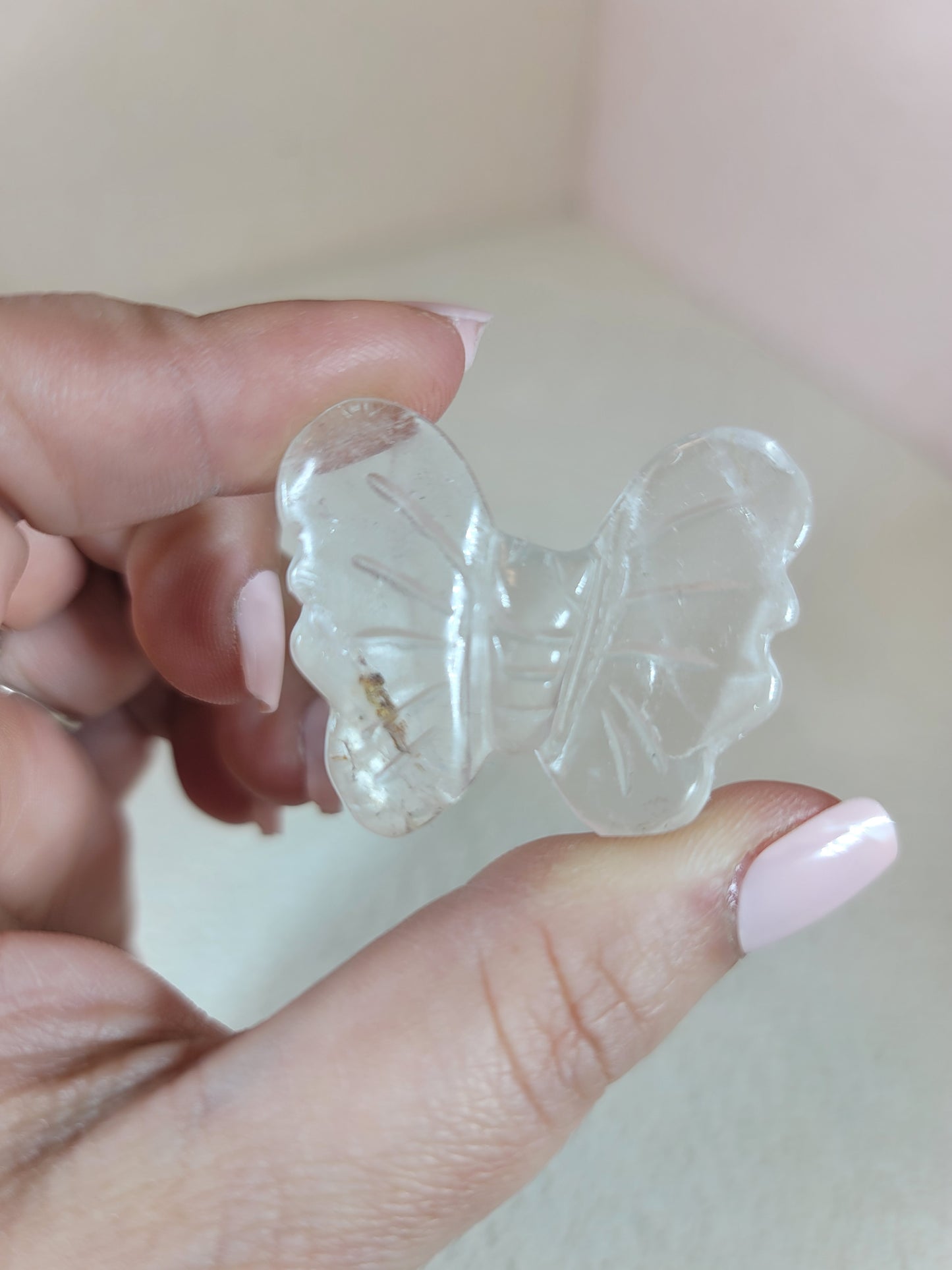 (D) Clear Quartz Butterfly