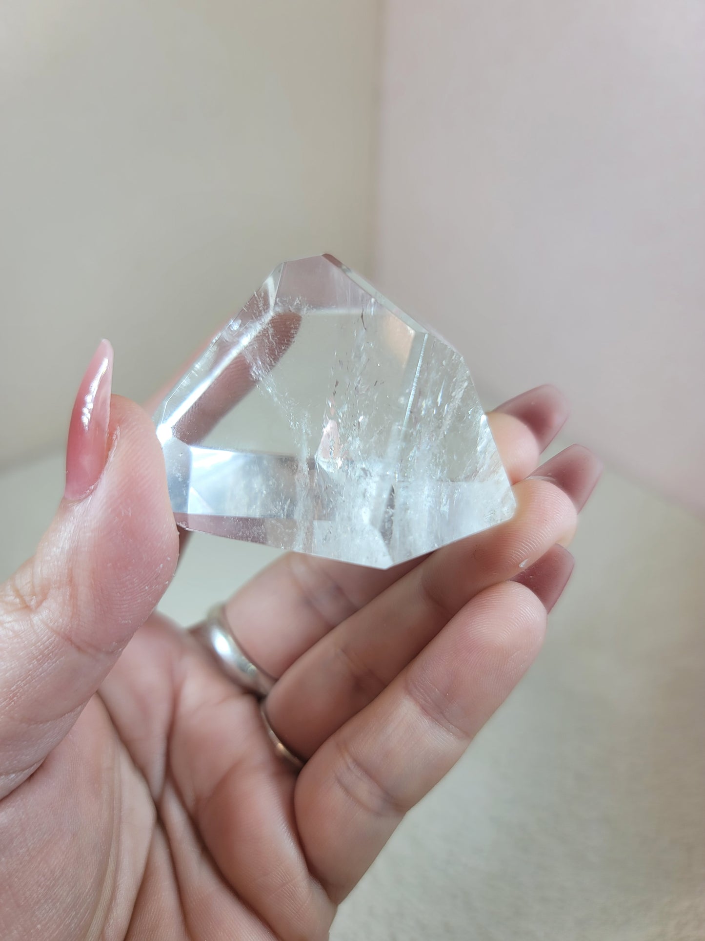 (F) High Quality Polished Lemurian Faceted Freeform Free Form Clear Quartz from Brazil