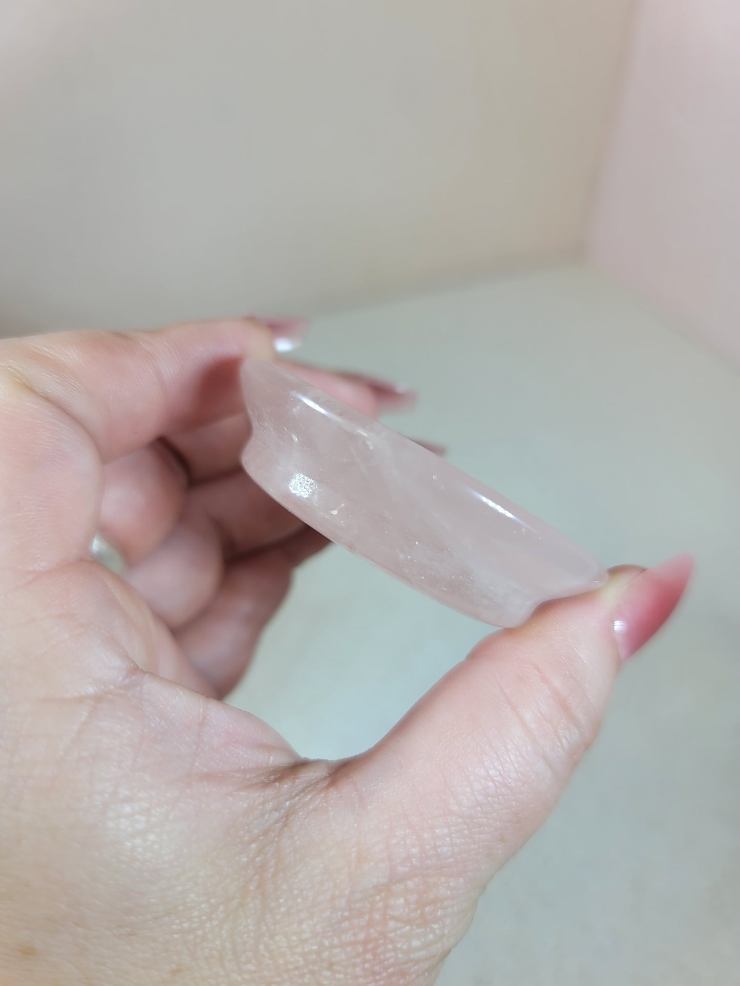 (Y) High Quality Rose Quartz Dish Bowl