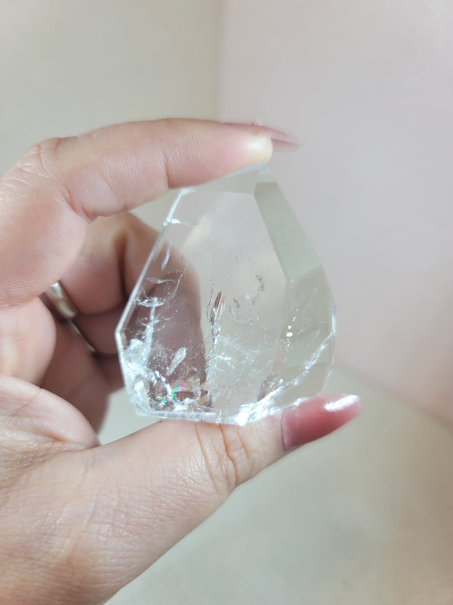 (G) High Quality Polished Lemurian Faceted Freeform Free Form Clear Quartz from Brazil