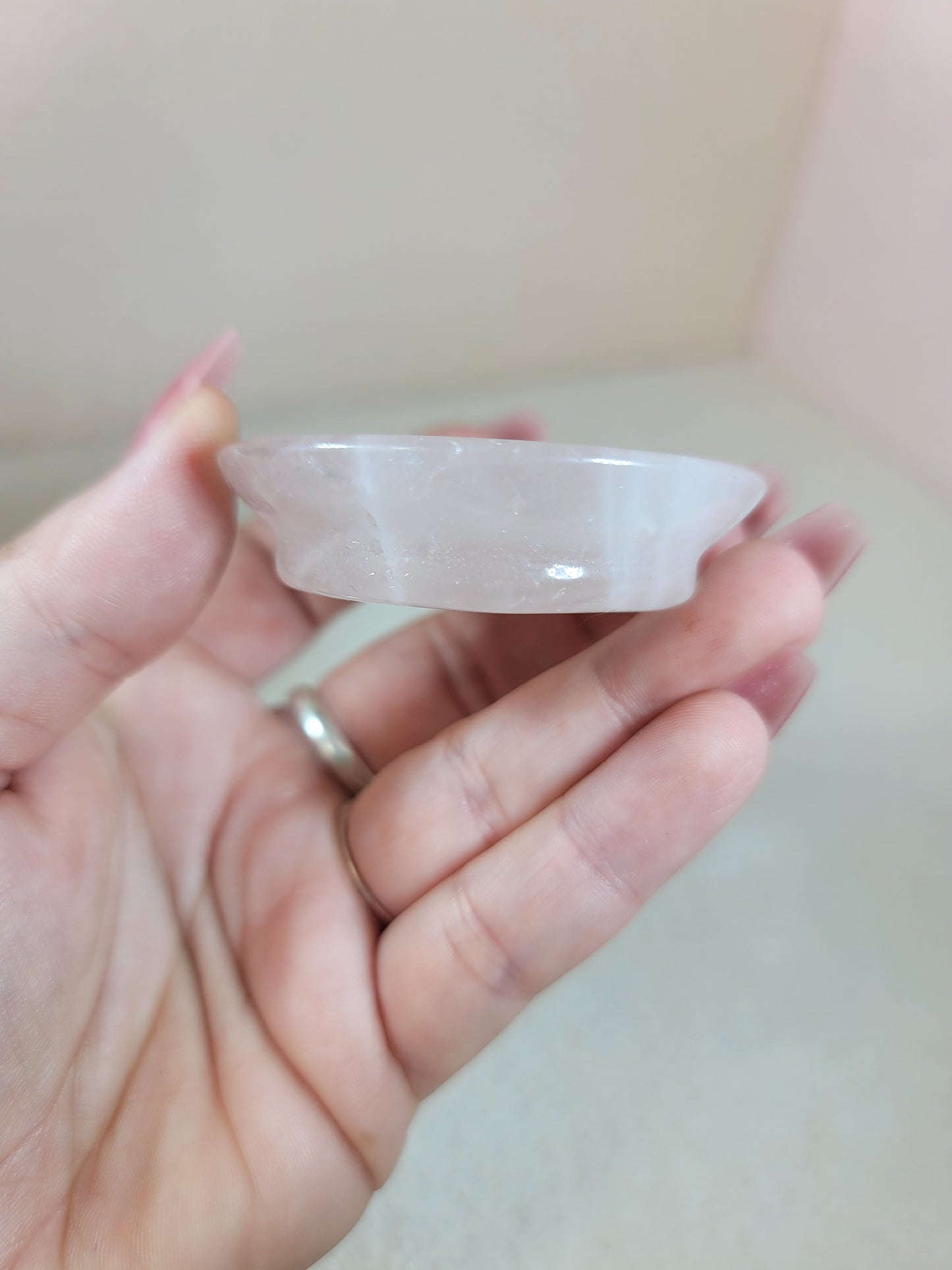(X) High Quality Rose Quartz Dish Bowl