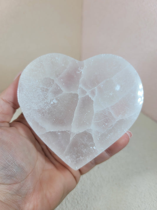 Selenite Heart Shaped Charging Plate