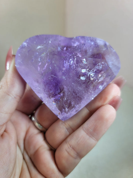 (B) High Quality Faceted Amethyst Heart from Brazil