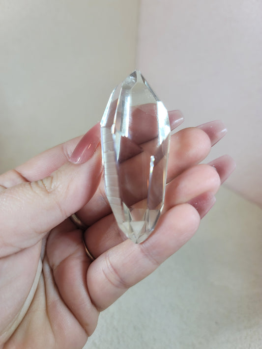 (A) High Quality Semi-polished Smoky Smokey Lemurian Quartz Double Termination DT from Brazil