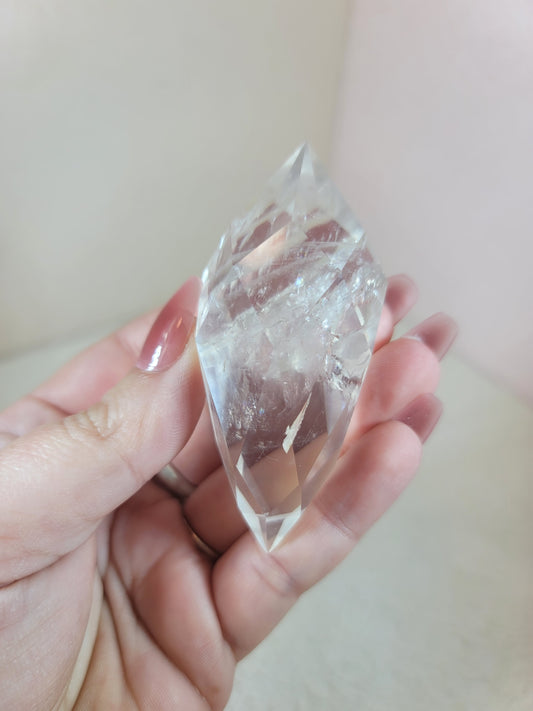 (B) High Quality Clear Quartz Faceted Double Termination DT from Brazil