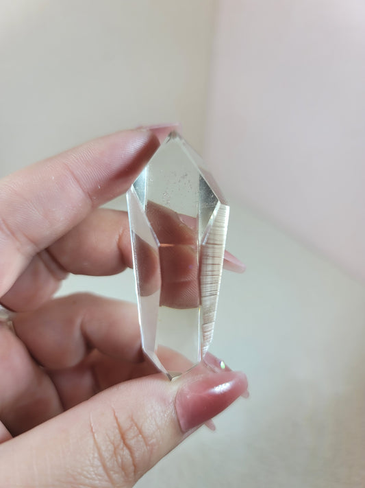 (D) High Quality Semi-polished Smoky Smokey Lemurian Quartz Double Termination DT from Brazil