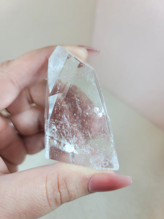 (D) High Quality Polished Lemurian Faceted Freeform Free Form Clear Quartz from Brazil