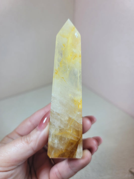 (A) High Quality Girasol Golden Healer Iron Included Obelisks from Brazil