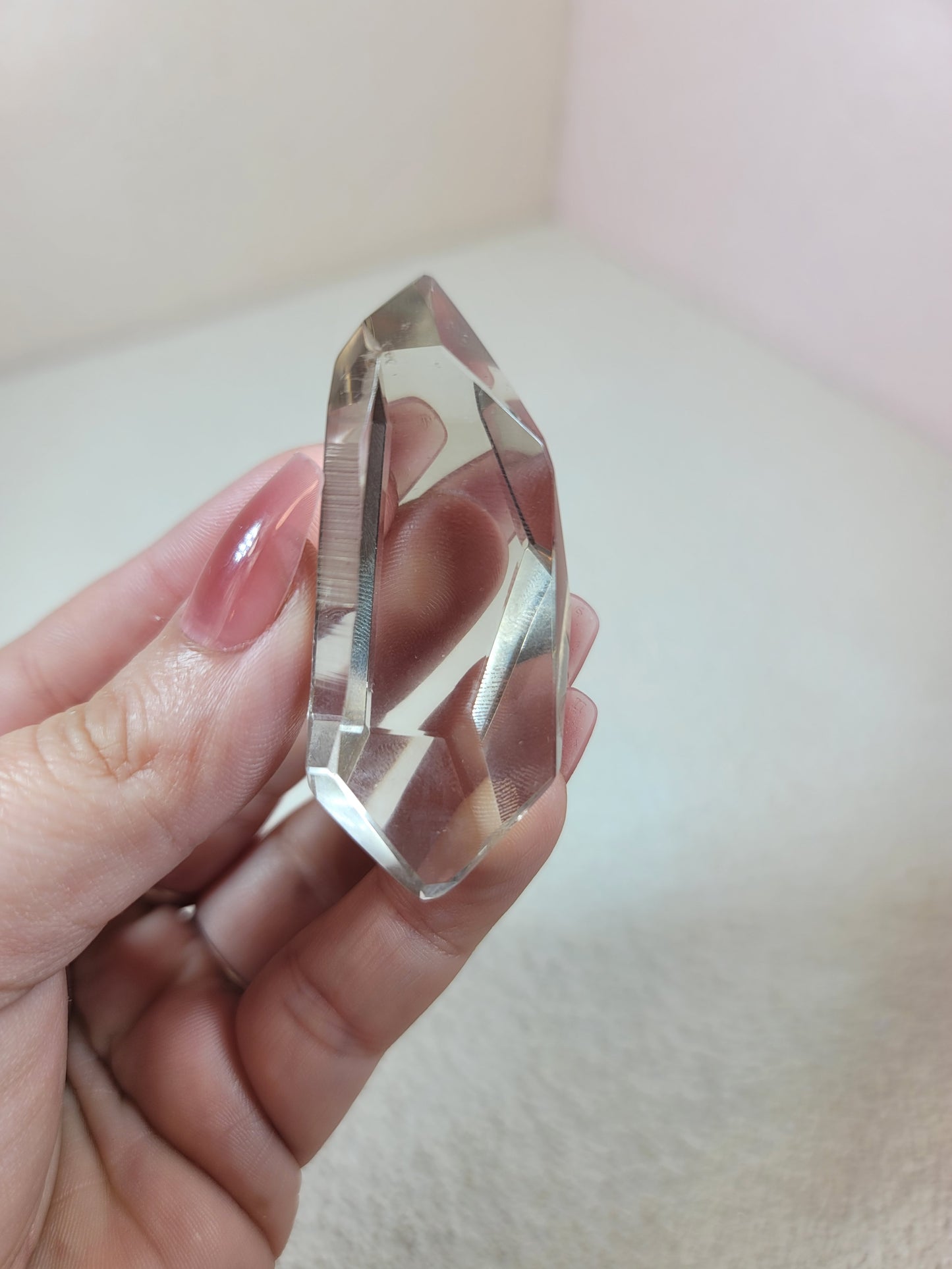 (C) High Quality Semi-polished Smoky Smokey Lemurian Quartz Double Termination DT from Brazil