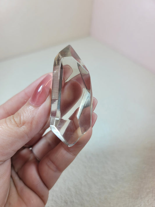 (C) High Quality Semi-polished Smoky Smokey Lemurian Quartz Double Termination DT from Brazil