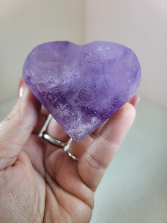 (A) High Quality Faceted Amethyst Heart from Brazil