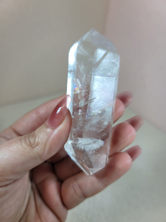 (F) High Quality Polished Clear Quartz Double Termination DT from Brazil