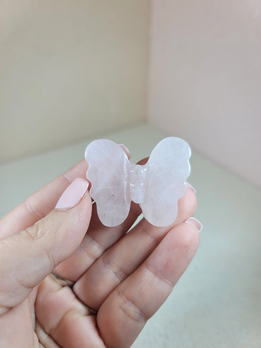 (C) Pretty Pink Rose Quartz Butterfly