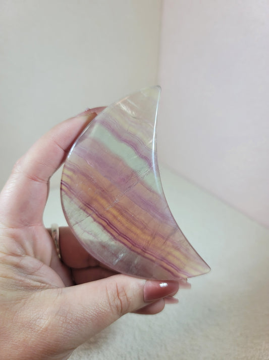 (F) Large Candy Fluorite Crescent Moon