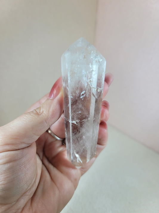 (A) High Quality Polished Clear Quartz Double Termination DT from Brazil