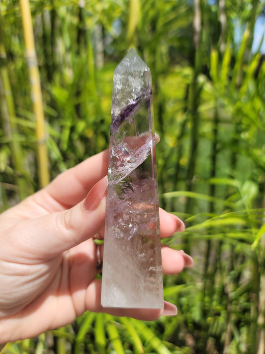 (E) High Quality Phantom Amethyst Obelisks from Brazil
