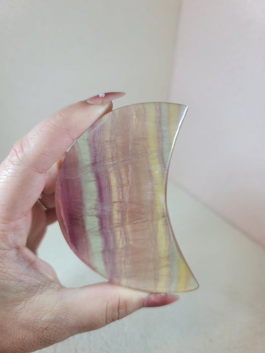 (G) Large Candy Fluorite Crescent Moon