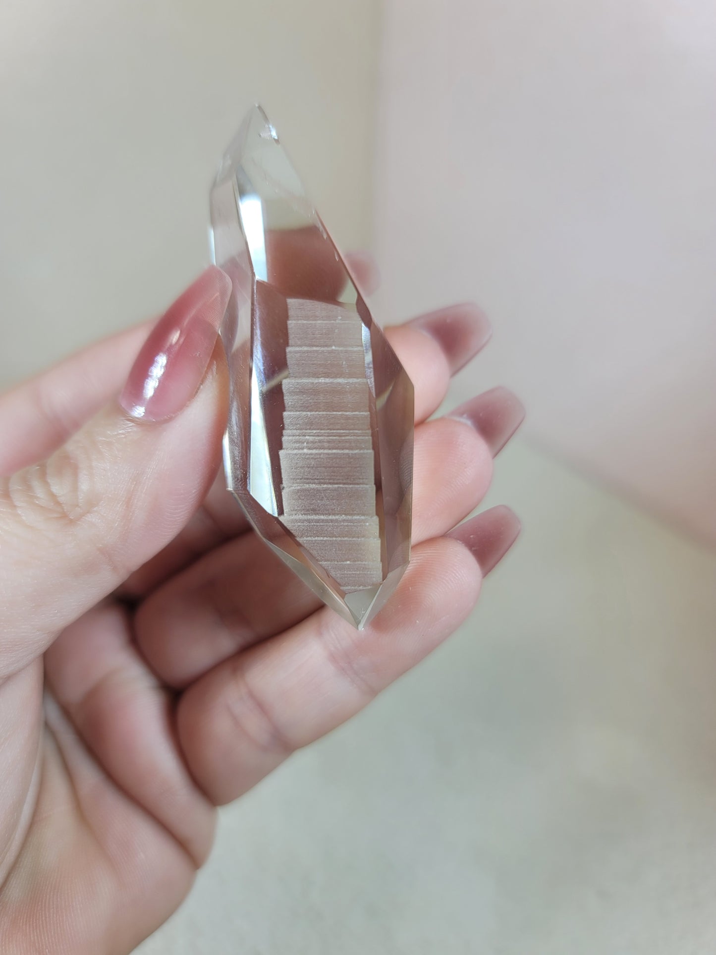 (A) High Quality Semi-polished Smoky Smokey Lemurian Quartz Double Termination DT from Brazil
