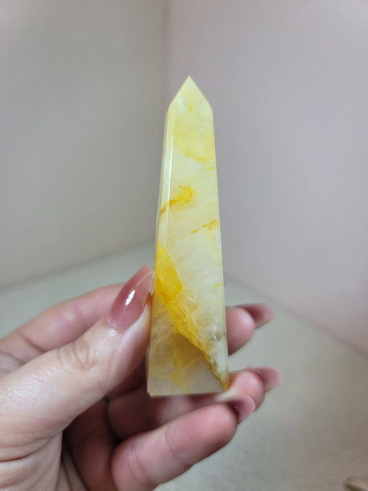 (F) High Quality Girasol Golden Healer Iron Included Obelisks from Brazil