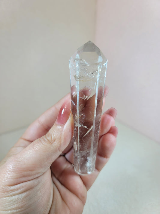 (D) High Quality Polished Clear Quartz Double Termination DT from Brazil
