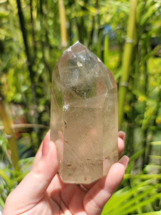 (A) High Quality Natural Citrine Lodolite Garden Quartz Tower from Brazil