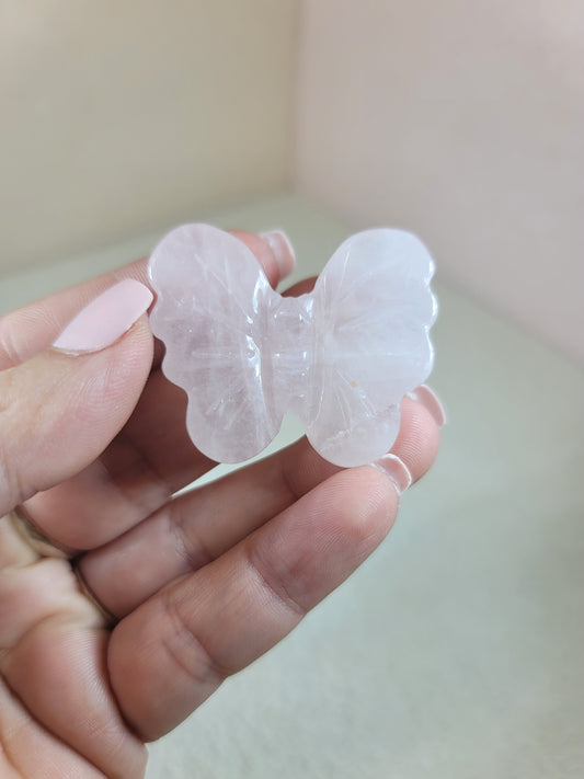 (A) Pretty Pink Rose Quartz Butterfly