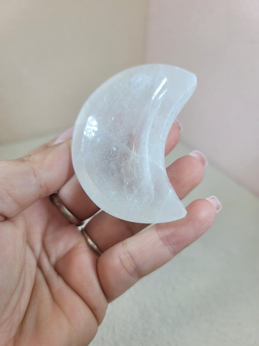 Selenite Moon Shaped Charging Bowl