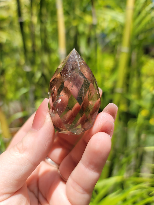 (B) High Quality Smoky Smokey Quartz Faceted Flame from Brazil