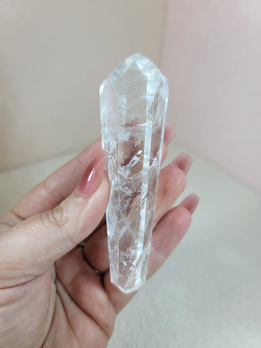(E) High Quality Polished Clear Quartz Double Termination DT from Brazil