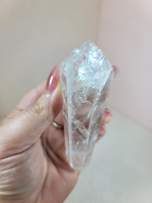 (B) High Quality Polished Clear Quartz Double Termination DT from Brazil