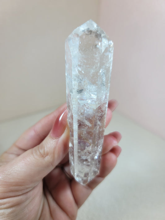 (C) High Quality Polished Clear Quartz Double Termination DT from Brazil