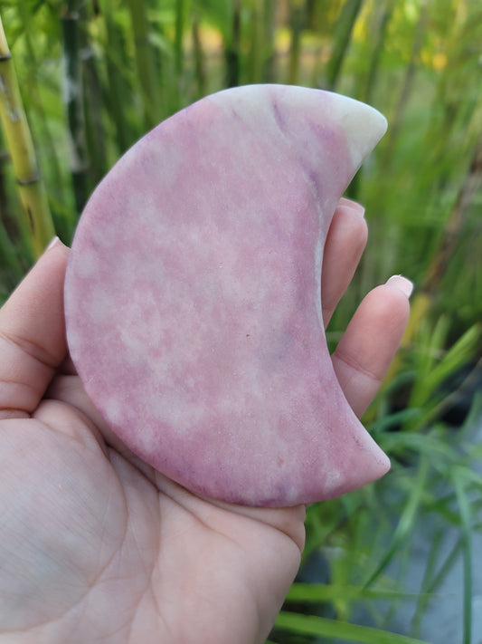(C) Pink Opal Crescent Moon Plate