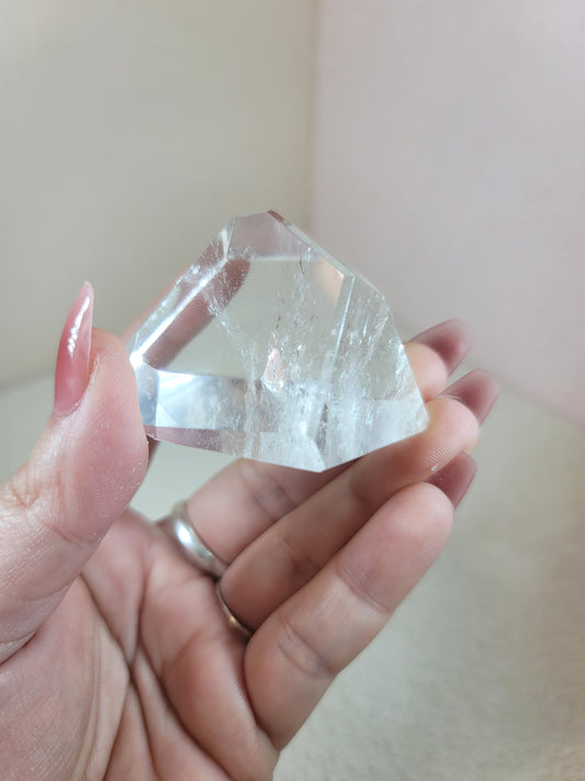 (F) High Quality Polished Lemurian Faceted Freeform Free Form Clear Quartz from Brazil