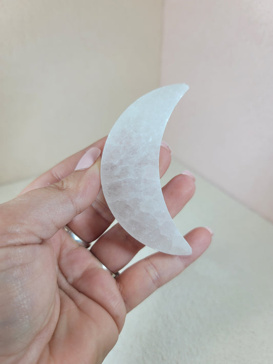 Selenite Crescent Moon Charging Plate