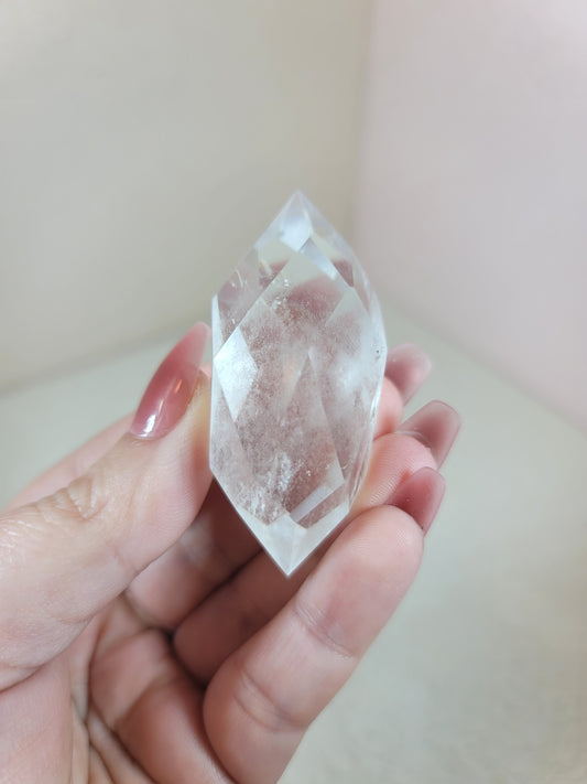 (C) High Quality Clear Quartz Faceted Double Termination DT from Brazil