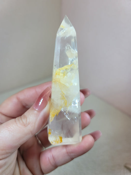 (G) High Quality Girasol Golden Healer Iron Included Obelisks from Brazil